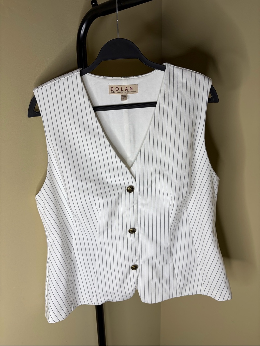 dolan White Pinstripe Button Front V-Neck Vest